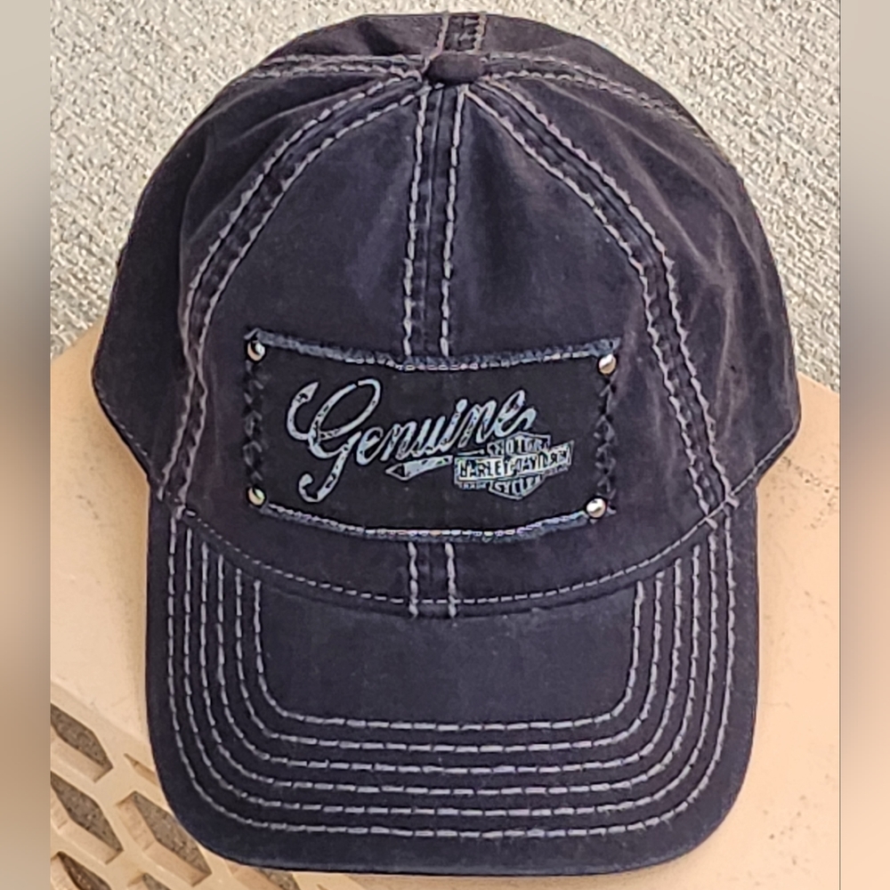 Harley Davidson Grey Cap With Wax Adjustable Strap With Studs New without Tags.